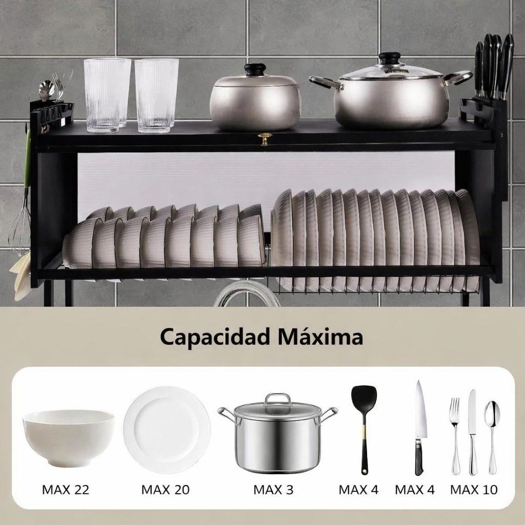 Escurridor Platos Loza Con Tapa De 65 CM