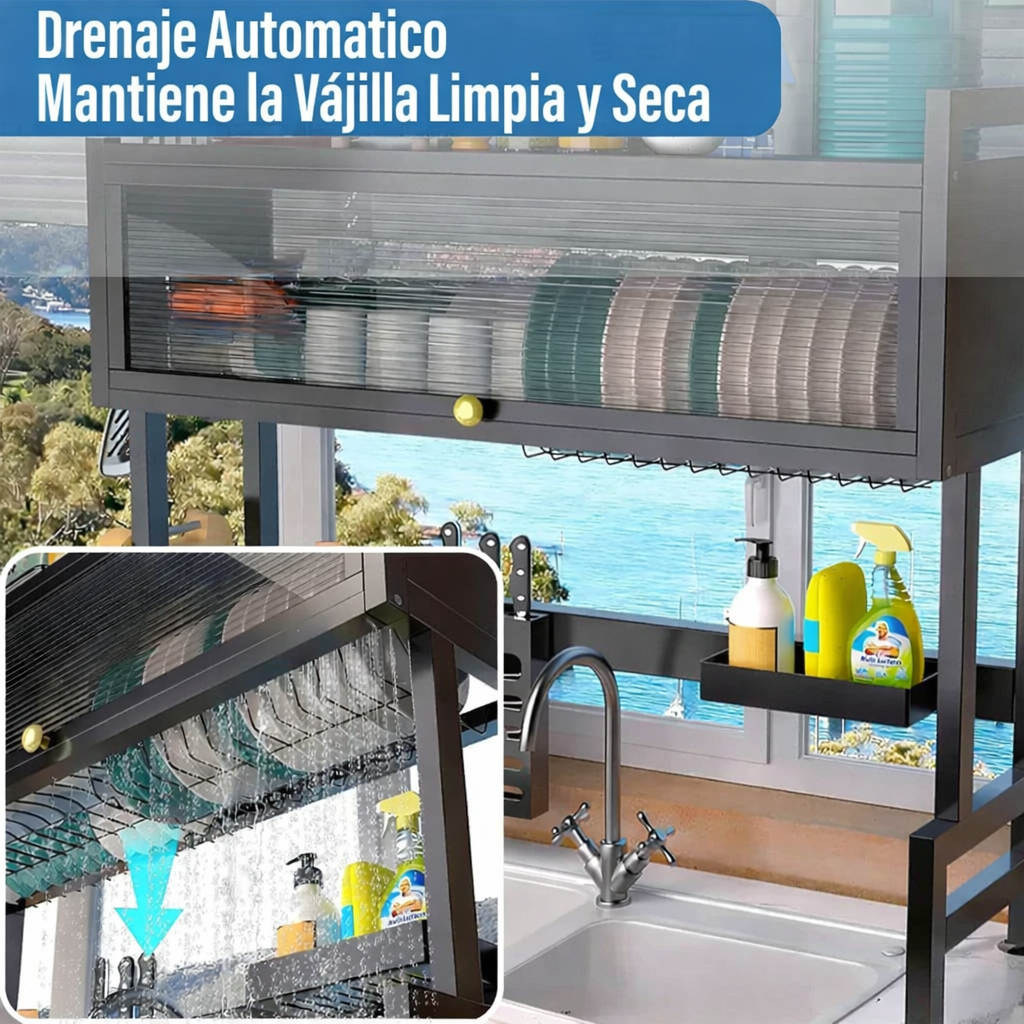 Escurridor Platos Loza Con Tapa De 65 CM