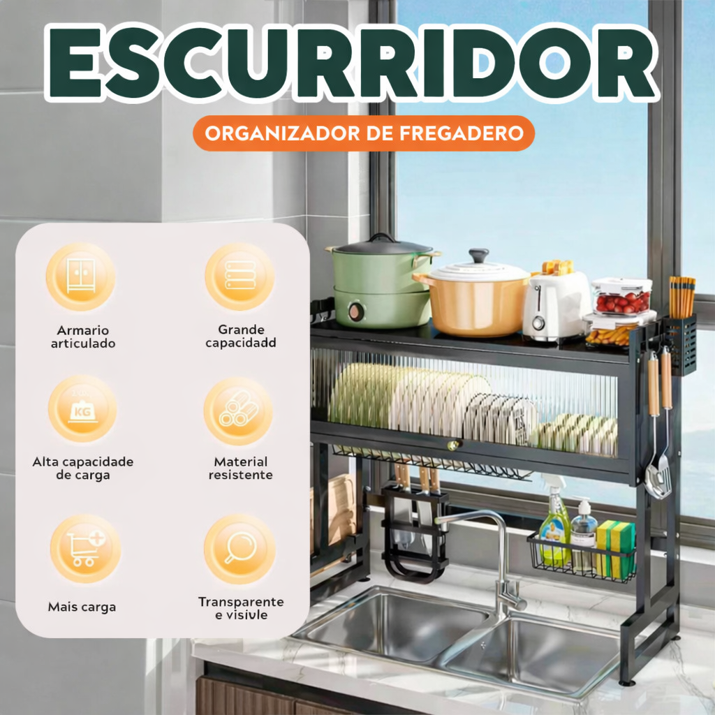 Escurridor Platos Loza Con Tapa De 65 CM